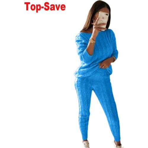 Ladies Knitted Sweaters 2 Piece Sets Women Solid Outfits 2020 Autumn Winter Streetwear Joggers Tracksuit Plus Size Clothing Suit