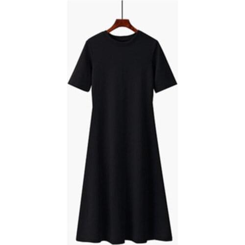Short Puff Sleeve Dress Women Black Elegant A-line High Waist All-match Lazy Wind Chic Fashion Female Vintage Trendy Long Skirts