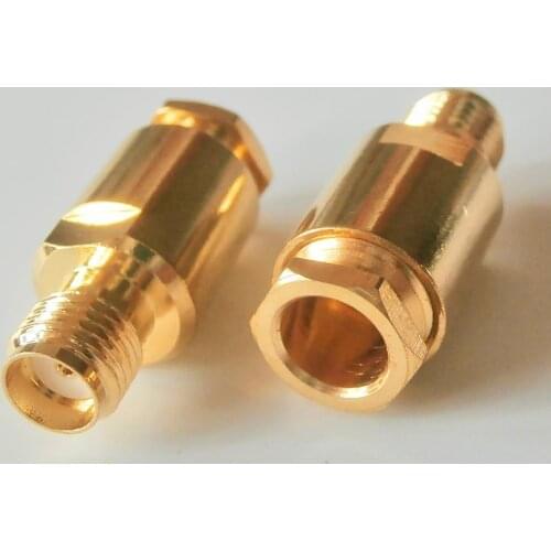 1X Pcs RF Connector SMA Female plug Clamp Solder for LMR195 RG58 RG142 RG223 RG400 Cable Coax Brass GOLD Plated Straight