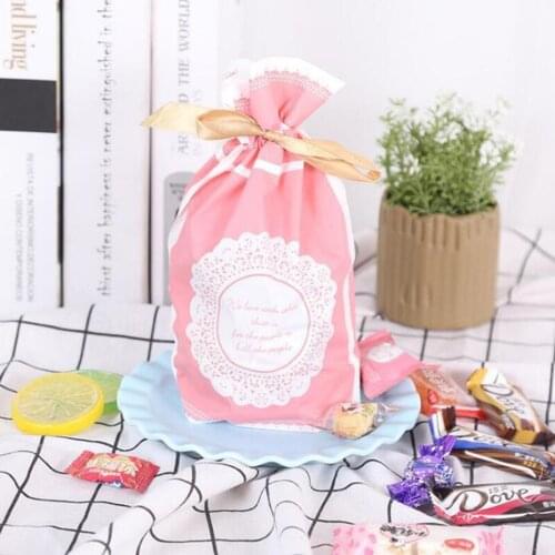 10pcs Drawstring Candy Cookies Pouches Christmas Resealable New Year Gift Bags For Christmas Party Biscuits Baking Gift