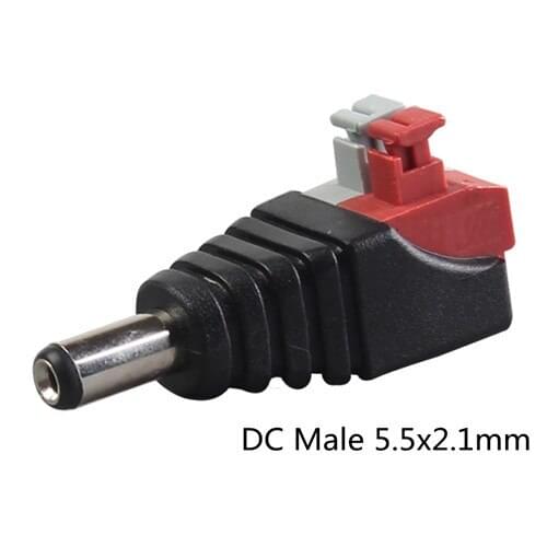 100Pcs 5.5*2.1mm Male DC Power Plug Jack Connector To Spring Terminal Block Adapter For Single Color LED Strip CCTV Camera