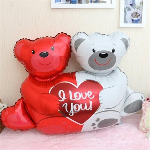 100 X 76cm bear hug Heart Cartoon Aluminum Foil Balloons decorated childrens birthday party balloon toy Party Supplier 5ZSH039