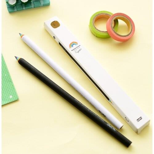 2pcs/set Cute Rainbow 2B Pencils Kawaii Gradient Students Students Children Pencil Gifts School Supplies Pencil Stationery Set