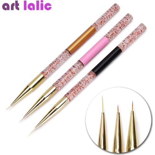 3 Pcs/set Nail Art Liner Painting Pen 3D Tips DIY Acrylic UV Gel Brushes Drawing Kit Flower Stripes Grid French Design Manicures