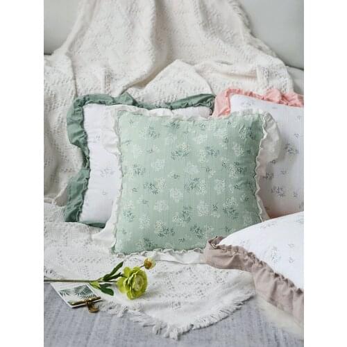 45/50/60cm simple fresh floral cushion cover frill lace throw pillowcase large breathable fabric pillow case