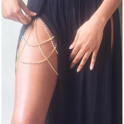 Shiny Rhinestone Sexy Body Thigh Chain Fashion Jewlery for Women Bikini Street Shoot Tassel Thigh Chains Crystal Leg Chain Gift
