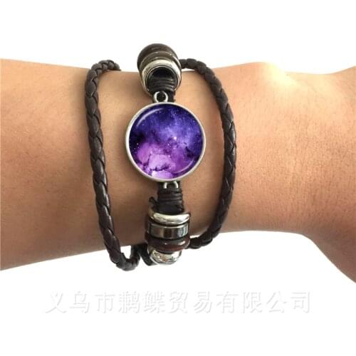 Nebula Space Universe Galaxy Crescent Star Jupiter Saturn Uranus Pluto Outer Space Universe Charm Bracelets Women Men Girl Gift