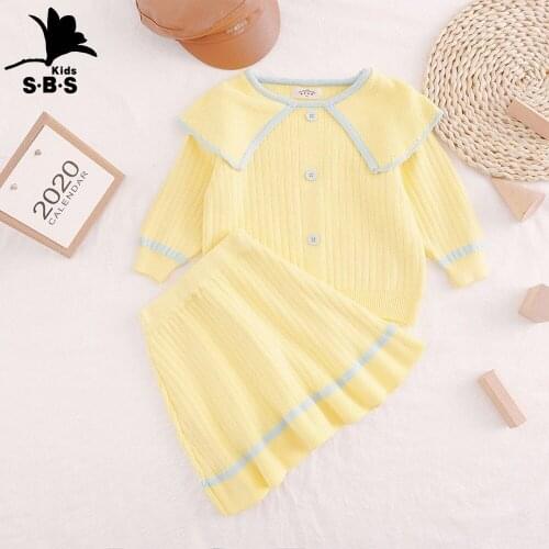 Childrens Clothing Girls Sweater Suit 2020 Autumn Girls Long-sleeved Sweater and Short Skirt Suit Sweater Two-piece Fashion Set
