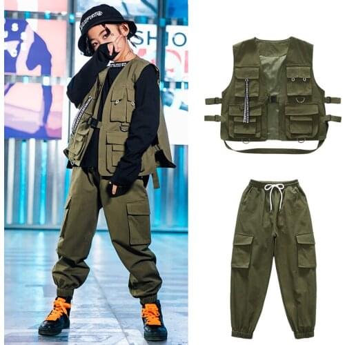 ChildrenS Hip-Hop Dance Costumes For Boys Drumming Loose Hiphop Suit Girls Modern Jazz Costumes Performance Clothing SL2206