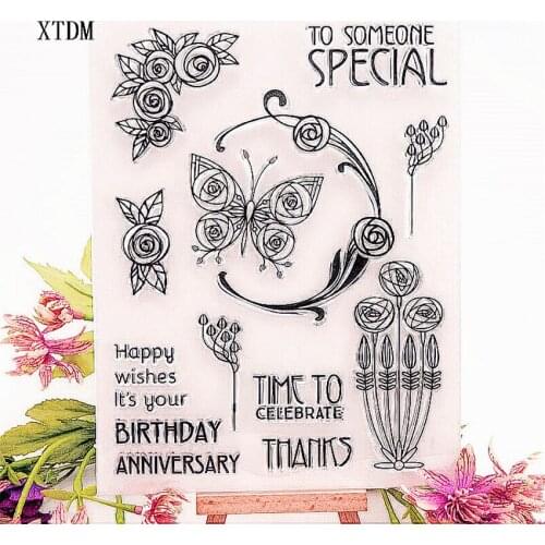 Hot selling butterfly alphabet transparent clear stamp / silicone seal roller stamp DIY scrapbook album / card production