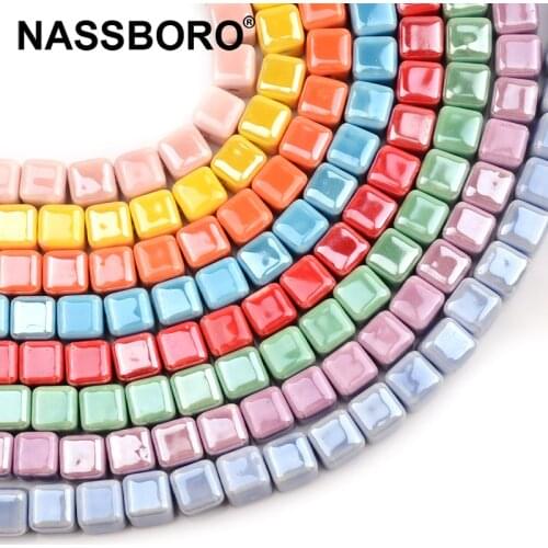 8/10mm Chinese Cube Ceramic Beads Square Spacer Porcelain Loose Beads for Jewelry Bracelets Pendants Making DIY Finding