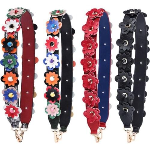 Colorful Flowers Bag Straps Handbags Leather Bag Parts Bolsa Accessories Multicolor Shoulder Bag Belts Gift Belts