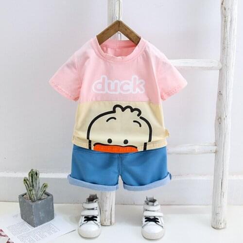 Summer Children Boys Girls Clothes Sets Kids Cartoon Duck Clothing Infant Suit Toddler T-Shirt Pants Set Baby Casual Tracksuit