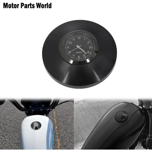 Motorcycle CNC Fuel Gas Tank with Clock Black Decorative Oil Cap For Harley Sportster XL1200 XL883 Dyna FXDB Touring Softail