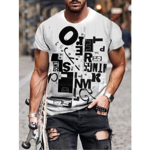2021 cross border mens street leisure trend 3D digital printing abstract painting short sleeve T-shirt