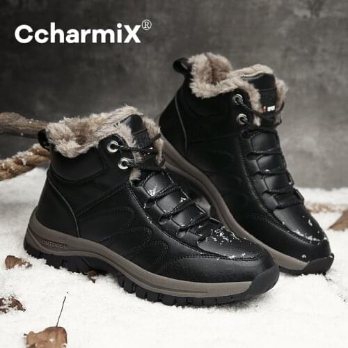 Mens Winter Cotton Shoes Plus Velvet Warm Mother Hiking Shoes Womens Thick Outdoor High-Top Snow Boots