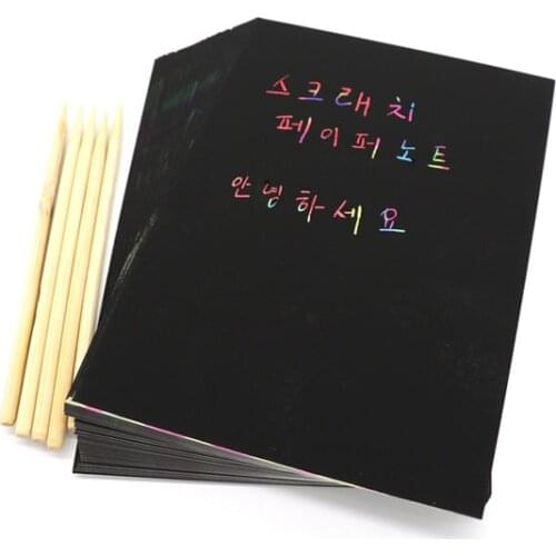 50Pcs large size Magic Scratch Art Doodle Pad Sand Painting Cards Early Educational Learning Creative Drawing Toys for Children