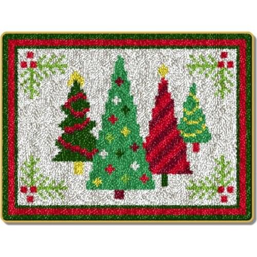 Latch Hook Kit, DIY Crochet Yarn Kits, 20 X 14 Inch Christmas Tree Rug Making Crafts For Kids Adults And Beginners-ABUX