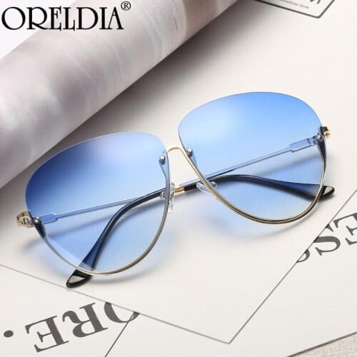 2021 Oval Semi-Rimless Sunglasses Women Retro Colorful Sun Glasses Shades Eyewear Men Luxury Brand Metal Frames Eyeglasses UV400