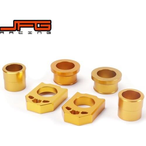 Motorcycle Front Rear Wheel Hub Spacer Chain Adjust Axle Blocks For SUZUKI RMZ250 2007-2016 RMZ450 2005-2016 RMX450Z 2010-2015
