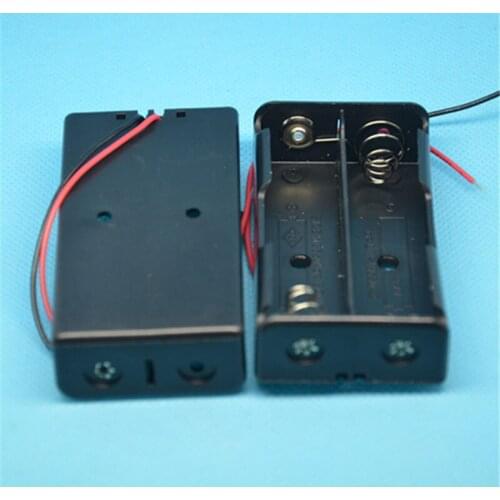 Plastic 2x 18650 Battery Storage Box Case 2 Slot DIY Batteries Clip Holder Container W/ Wire Lead Pin for 18650 Batteries 7.4V