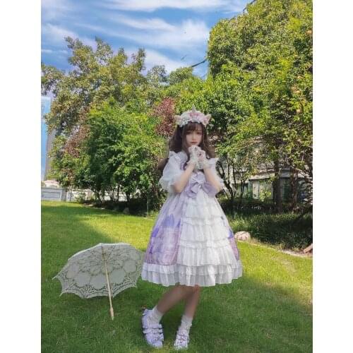 Palace princess sweet lolita dress vintage lace bowknot cute printing cardigan victorian dress kawaii girl gothic lolita jsk cos
