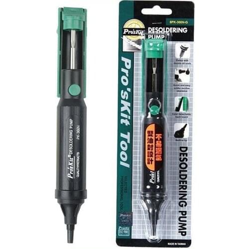 Brand ProsKit 8PK-366N-G Desoldering Pump Piston With Double Oil Seals Quick and Easy solder Residue (205mm) Free Shipping