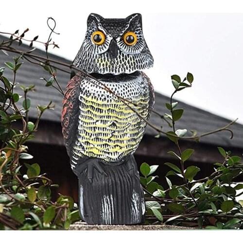 Realistic Owl Rotating Head Sound Prowler Decoy Protection Repellent Pest Control Scarecrow Garden Yard Waterproof Decoration