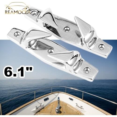 Reamocea 1Pc Left/Right Stainless Steel 316 Marine Handed Fairleads Skene Cleats Boat Hollow Cable Guide Marine Hardware 152mm