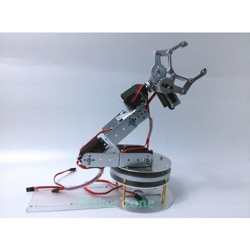 6 dof Robot Arm with rotation base,Alloy claw/gripper,Large metal base, 6pcs High torque servo, for robot hand DIY,teaching demo