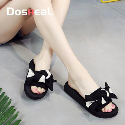 Dosreal Summer Sandals Women Bow Slipper Indoor Outdoor Flip-flops Beach Shoes New Fashion Female Casual flower Slipper