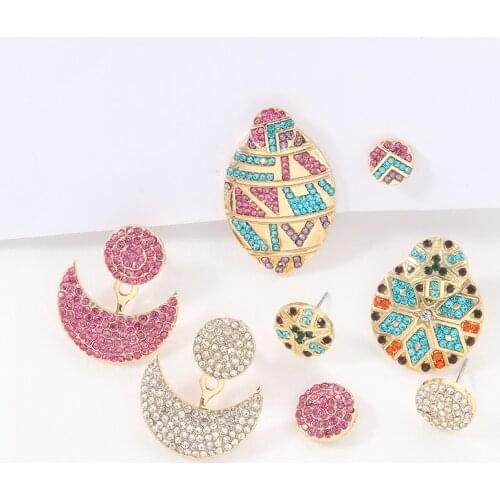 Itenice Boho Crystal Moon Statement Earrings Women Rhinestone Dangle Pendant Earrings Ant Handmade Drop Earring