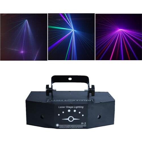 Sharelife 3 Lens Red Green Blue Color DMX Beam Gobo Laser Light Home Gig Party DJ Projector Stage Lighting Sound Auto H-3P