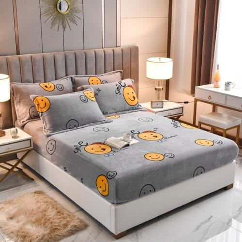 Thicken Flannel Warm Bedding Set Warm Crystal Velvet Fitted Sheet Mattress Cover Winter Cozy All-Around Elastic Home Bed Linen