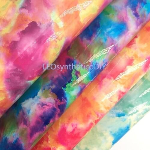 1PC 21X29CM Smooth Synthetic Leather Fabric Leather Sheets, Rainbow Gradient Leather For Making Bows LEOsyntheticoDIY R129