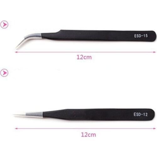2019 HOT SALE 2 PcS /set Straight & Curve Eyebrow Tweezers Eyelash Extension Tool Eyelash Makeup Beauty Stainless Steel Tweezers