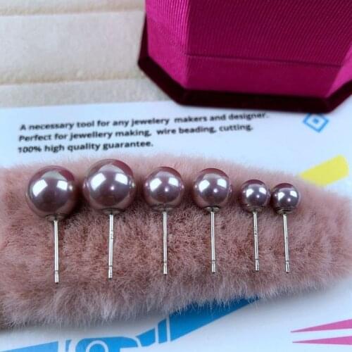 4-10mm-12mm -14mm Wholesale Hot Cheap Shell Pearl Earrings Nice Gift Pearl Jewelry Round Pearl Stud Earrings, 100pairs/lot