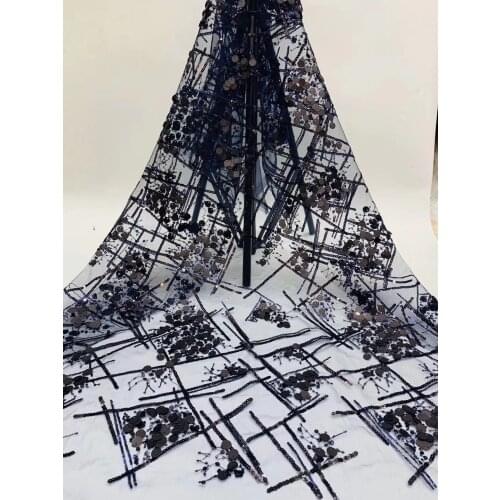 5 Yard Soft Hand Shear Elegant African French Lace Fabric Shiny Wedding Ghana Celebration Dress Sequins D37391