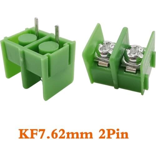 50Pcs/Lot KF7.62mm 2Pin PCB Terminal Block Connectors Green & Black Pitch 7.62mm Straight Needle 2Pin pcb Screw mounting Adapter