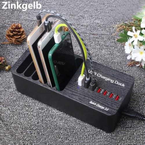 8 Port USB Charging Dock Desktop Universal Smart 3A Quick Charge 3.0 Type C USB Port Fast Charger Station Hub EU US UK AU Plug