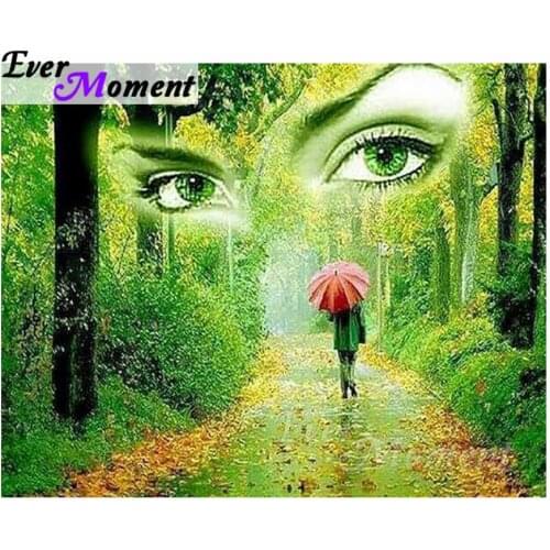 Ever Moment 5D DIY Diamond Painting Cross Stitch Natural Forest Girl Mosaic Full Square Drills Rhinestone Artwork ASF1183