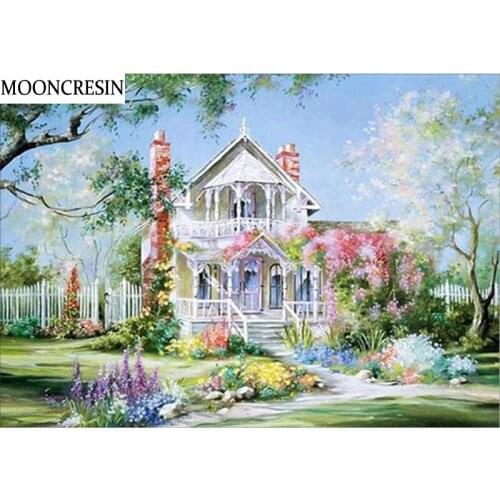 Diy Diamond Embroidery Landscape Villa 5D Diamond Painting Full Square Mosaic Of Rhinestones Cross-stitch Christmas Decoration