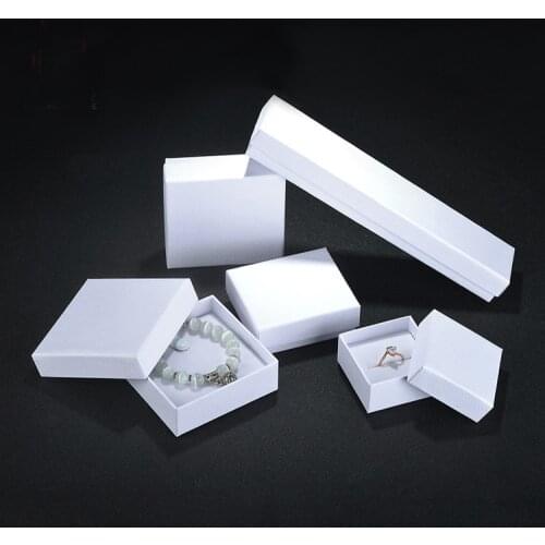Customized logo White Paper Box for Jewelry Necklace Packaging Bracelet Box Pendant Packing HIGH QUALITY wholesale 50pcs/lot