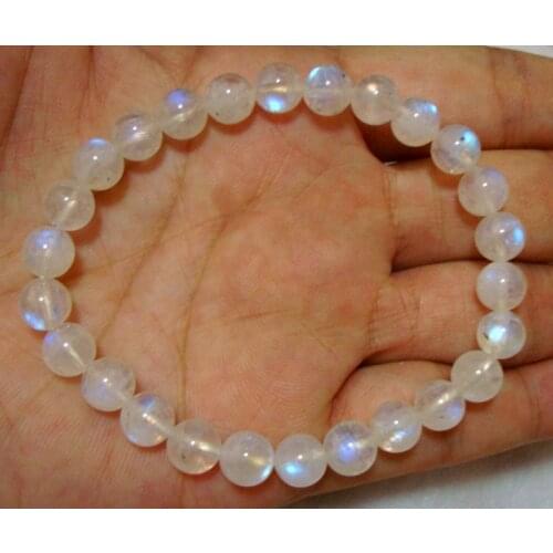 Free Shipping Natural Moonstone 7mm Round Beads Stretch Bracelet Women Man Jewelry Accessories Weddings Parties Birthday Gift
