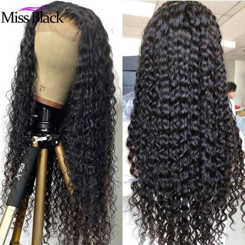 Cheaper Deep Wave Curly 13x4 Lace Front Human Hair Wig 28 30 32 Inch Lace Closure Wig PrePluck With Baby Hair For Black Women