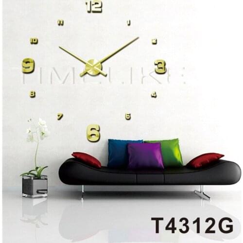 DIY Large Wall Clock Living Room Decor 3D Mirror Wall Stickers Long Clock Hands Unique Wall Mounted Time Clocks
