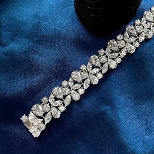 Luxury 925 Sterling Silver Created Moissanite Diamonds Gemstone Wedding Fine Jewelry Charm Bracelets For Women Wholesale