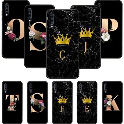 Phone Case For Samsung Galaxy A 50 51 71 70 7 5 10 20 30 40 41 21 S E Black Cover Shell Tpu Funda Silicone Alphabet 26 Letters