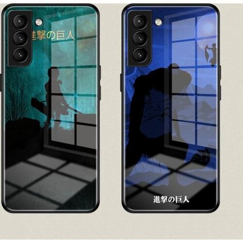 Attack on Titan Wings of Liberty Tempered Glass Phone Case for Samsung Note 8 9 10 20 21 Plus Ultra S8 S9 S10 S10E S20 S21 FE