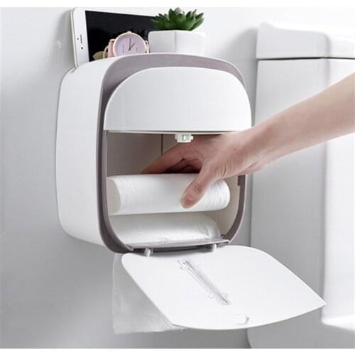 Toilet Paper Holder Roll Paper Tube Bathroom Plastic Waterproof Tissue Box Toilet Paper Tray Wall Mounted Storage Box Organizer